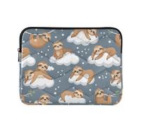 Cartone animato bradipo grigio Zip Notebook Sleeve | Custodia per notebook: poliestere morbido al tatto, interno foderato in velluto, stampa su tutta la superficie, taglia grande