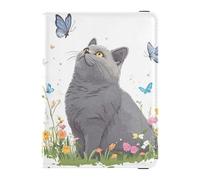 Cartone animato British Shorthair Cats bianco in pelle porta passaporto portafoglio sicuro nascosto denaro e porta carte per gli uomini viaggio must-have accessori