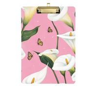 Cartone animato Calla Lily Fiore Acrilico Rosa Appunti Lettera Standard Formato A4 Foro Standard per Calcio Softball Coaching Oro 30,5 x 22,9 cm Tabla para escribir