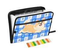 Cartone animato Cane Blu Bianco Griglia Cartella Espandibile con Divisori 13 Tasche A4 Formato Lettera con Chiusura a Cerniera per Business Espansione Cartella File con Etichette carpeta de