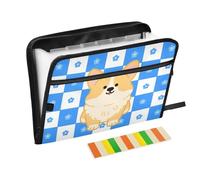 Cartone animato Cane Blu Bianco Griglia di Espansione File 13 Tasche A4 Formato Lettera con Chiusura A Cerniera per Forniture Per Ufficio Espansione File Giacca Carpetas de