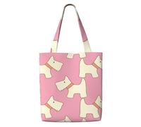 Cartone animato cane da compagnia Scottish Terrier,Borse della spesa riutilizzabili, borse per la spesa, borsa a tracolla in tela di grande capacità