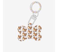 Cartone animato Cane Pomerania Stampa Carino Acrilico Cani Tag Doppio Lato Osso Shap Id Tag con Portachiavi per Pet Artigianato Decorazioni