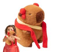 Cartone Animato Capybara Plush Toy - Morbido Capybara | 9inch Toue Animale Dolce, Fortunato, Con Per Capelli Rossi, Sciarpa, Popolare Per Ragazzi E Ragazze