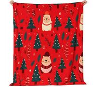 Cartone Animato Carino Albero Natale Orsacchiotto Coperta In Pile Di Flanella, Rosso Sherpa Coperta Bambini Decorazioni Casa - Morbida E Calda Per Ragazzi E Ragazze Divano Coperta 100 x 130 cm