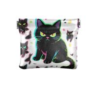 Cartone animato Carino Angry Black Cat Donne Portafoglio in Pelle Cassa di Carte Portatile Portamonete Organizzatori di Sol, Gatto nero arrabbiato carino cartone animato, 1 size, moderno
