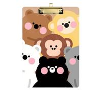 Cartone animato Carino Animale Marrone Acrilico Appunti su Standard Lettera A4 Formato Acrilico Carino per Calcio Softball Coaching Oro 30,5 x 22,9 cm Tabla para escribir