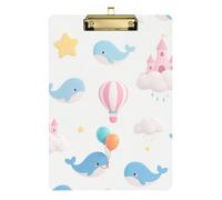 Cartone animato carino balena blu A4 clip Board infermieristica tasca appunti lavagna rigida per classe di quinta elementare essenziale per insegnanti dimensioni 22,9 x 30,5 cm