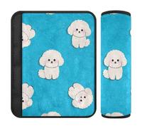 Cartone animato Carino Bianco Bichon Frise Dog 2 pz seggiolino auto Spalline Imbottiture Protegge il collo e le spalle per Borsa accessori para carro