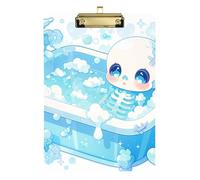 Cartone animato Carino Bianco Cranio Bagno Acrilico Privato Appunti Lettera Standard A4 Formato Plastica per i compiti Pediatrico Oro 12x9 pollici Tabla para escribir con Clip