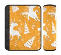 Cartone animato carino bianco festa di compleanno cavallo 2 Pack cintura di sicurezza copertura protegge collo e spalle, sedile auto pad per camion berlina zaino 25,4 x 19,6 cm Protector para cinturón