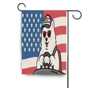 Cartone animato Carino Bianco Orso Polare 4 luglio Giorno dell'Indipendenza bandiere di preghiera all'aperto Ringraziamento banner per la decorazione del cortile 28x40 doppio lato