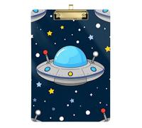 Cartone animato carino blu-grigio astronave A4 aula portablocco medico tasca portablocco impermeabile per il primo anno insegnante must have dimensioni 9 x 12