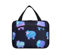 Cartone animato Carino Blu Neon Fluorescente Pecora Appeso Appeso Viaggio Toiletry con gancio, Progettista Multifunzionale Medicina Borse per gli Uomini Viaggio bolsos para Hombre L