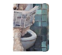 Cartone animato Carino Cane Bianco Legge Giornale Cuoio decorativo Passaporto e Vaccino Card Holder Combo Vaccino Card Holder Cover Combo Passaporto Cover Holder Wallet Case Impermeabile, Cartone