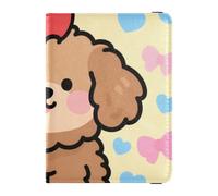 Cartone animato Carino Cane Marrone Cuoio carino titolare del passaporto per il viaggio Portafoglio Combo Card Holder Passport Caso per le donne Ultra Sottile