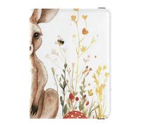 Cartone animato Carino Canguro Marrone Fiore Fungo Cuoio decorativo Famiglia Porta passaporto Portafoglio Combo Viaggio Passaporto Portafoglio Con Vaccinazione Slot Carta Ultra Sottile, cartone