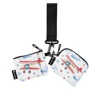 Cartone animato carino colorato aereo doppio portafoglio da donna grande capacità carta d'identità protezione con cerniera tasca per lavoro viaggi 2 pezzi, Cartone animato carino aereo colore, 1 size,