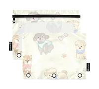 Cartone animato carino colorato cucciolo bambini matite sacchetti con finestra trasparente colore matita caso grande e robusto 3 anelli raccoglitore cartelle per forniture per ufficio multicolore 2