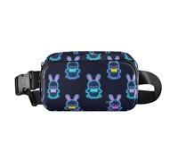 Cartone animato carino colorato neon fluorescente coniglio alla moda marsupio borsa a tracolla per uomo donna borsa impermeabile con cinghia regolabile per viaggi, shopping, corsa