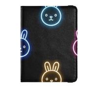 Cartone animato Carino Colorato Neon Fluorescente Coniglio In Pelle Decorativa Impermeabile Porta Passaporto per Viaggio Vaccino Caso Della Copertura Della Protezione, Cartoon carino colorato neon