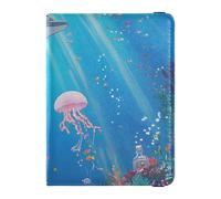 Cartone animato Carino Colore Subacqueo Mondo Blu Delfino In Pelle decorativo impermeabile porta passaporto Documenti di Viaggio Organizer Protector Badge ID Vaccino Card Holder Portafoglio Leggero,
