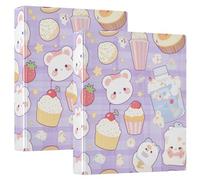 Cartone animato carino Cupcakes 3,8 cm raccoglitori a tre anelli per notebook con copertina tascabile confezione da 1/2 raccoglitore estetico copertina rigida