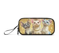 Cartone animato carino Devon Rex Cats Realistico Stile Nylon Matita Borsa per Bambini Alta Capacità Astuccio di Cancelleria per Ufficio Donne