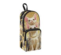 Cartone animato carino Devon Rex gatti stile realistico nylon 3 scomparti grande astuccio portamatite astuccio multiuso ed estetico per ragazze adolescenti cancelleria per ragazzi scuola preppy 1600