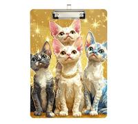Cartone animato carino Devon Rex gatti stile realistico padfolio appunti cartella impermeabile per calcio softball Coaching Dimensioni 9 x 12