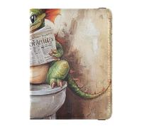 Cartone animato Carino Drago Verde Legge Giornale In Pelle decorativo passaporto book titolare Vaccino Carta Della Copertura Combo Portafoglio Passaporto Titolare Leggero, Cartoon carino drago verde