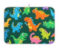 Cartone animato carino e colorato dinosauri scarico opaco scolapiatti con tappetino grande tappetino asciugatura 18 x 24