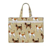 Cartone animato carino e intelligente Beagle animale domestico,Borsa portadocumenti in tela con cerniera, borsa a mano, valigetta per scuola e ufficio