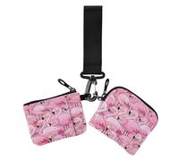 Cartone animato carino fenicotteri pesca portamonete da donna custodie per carte minimaliste portafoglio per carte organizer per denaro con portachiavi per le signore 2 confezioni de credito para