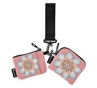 Cartone animato carino fiocco dalmata fiori blu-rosa donne cambio portafoglio porta carte mini moda porta carte d'identità protezione con portachiavi per uso quotidiano 2 confezioni, Carino fiocco