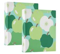 Cartone animato carino frutta verde 1 e 1/2 pollici raccoglitori a tre anelli con tasche confezione da 2 forniture per ufficio 200 fogli