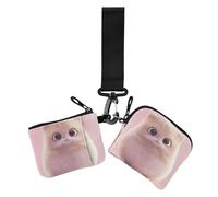 Cartone animato carino gattino donne porta carte di credito porta carte d'identità sottile piatto protezione con cerniera tasca portamonete per signora 2 pezzi, gattino carino, taglia unica, casual,