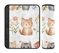 Cartone animato carino gatto bianco 2 Pack spalla pad per cinghia protegge il collo e le spalle per auto accessori para carro