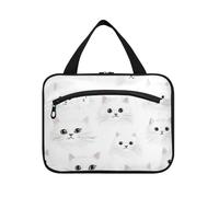 Cartone animato carino gatto bianco appeso cosmetici borse da viaggio con gancio, designer borse da toilette essenziali per accessori da viaggio per le donne kit da bagno de para Mujer L