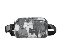 Cartone animato carino gatto bianco e nero elegante borsa a tracolla Marsupio per piccoli uomini d'affari multifunzione con tracolla regolabile per allenamento corsa escursionismo accesorios para