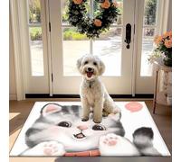 Cartone animato carino Gatto Non-Slip Assorbente zerbino con un "Miao" Bolla per Porta Anteriore Disimpegno Cucina abitabile