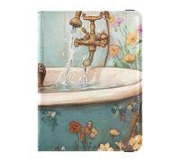 Cartone animato Carino Giallo Bagno Otter Cuoio decorativo famiglia passaporto titolare Portafoglio Combo Passaporto Portafoglio Leggero, Cartoon carino giallo bagno lontra, 1 size