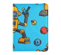 Cartone animato carino giallo robot pelle carina titolare passaporto per viaggio vaccino portacarte copertina combo porta passaporto per uomo ultra sottile, cartone animato carino robot giallo, taglia