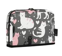 Cartone animato Carino Grigio Bianco Pesca Gatti Matita Borse Grande Capacità Make Up Bag Caso Portatile Matita Holder per Ragazzi Scuola Media Bolsa para herramientas
