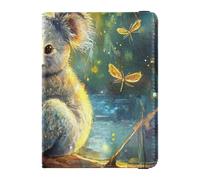 Cartone animato Carino Grigio Koala Fiori Farfalla In Pelle Decorativa Porta Passaporto Copertura Documenti di Viaggio Organizzatore Protezione Passaporto Caso Documenti di, Farfalla carina koala