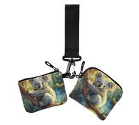 Cartone animato carino grigio Koala Fiori Farfalla Portafoglio da donna Portamonete Sottile Portatile Portamonete Portamonete con Tasca con Cerniera per Signore 2 Pz, Farfalla carina koala grigia del