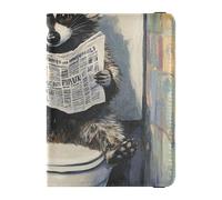 Cartone animato Carino Grigio Procione Legge Giornale In Pelle decorativa Porta Passaporto Copertura Portafoglio Combo Caso Passaporto Documenti di Viaggio Portafoglio Ultra Sottile, Cartone animato