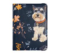 Cartone animato Carino Grigio Schnauzer Cane Fiori Porta passaporto decorativo in pelle per il viaggio Vaccino Card Holder Cover Combo Caso Passaporto Documenti di Viaggio Portafoglio Impermeabile,