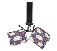 Cartone animato carino ippopotamo bianco donne cambiamento portafoglio porta carte piccolo portatile porta soldi con tasca con cerniera per donna 2 pezzi, Ippopotamo bianco carino cartone, 1 size,