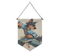 Cartone animato carino Kung Fu Dog Cool appeso banner con asta telescopica banner bandiere decorazioni per feste all'aperto per interni, feste all'aperto